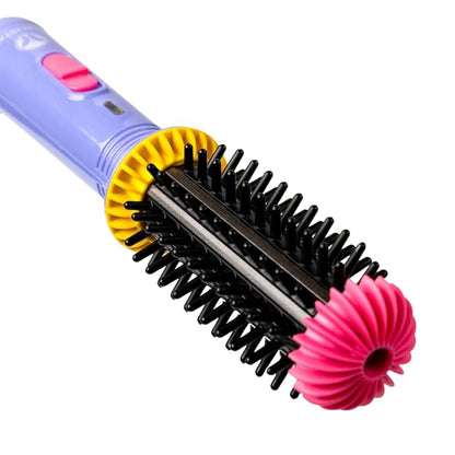 CALISTA GoGo Mini Heated Round Brush | Curl, Touch-Up, De-Frizz, Smooth, and Style Hair with Mini 7” Styling Tool | Heats to 365°F | Perfect Travel Tool | Dual Voltage (Periwinkle)
