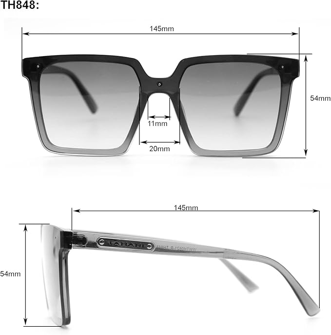 TAHARI Women's Th848 Translucent Crystal 100% Uv400 Protective Square Shield Sunglasses. Elegant Gifts for Her, 145 Mm