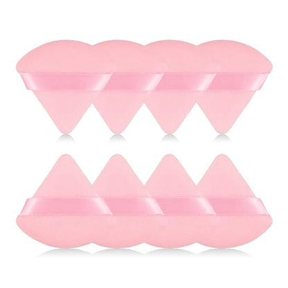 8Pcs of Triangular Powder Puff Makeup Sponges, Made of Super-soft Velvet, Designed for Contouring, Eye, and Corner, Beauty Blender Foundation Mixing Container.