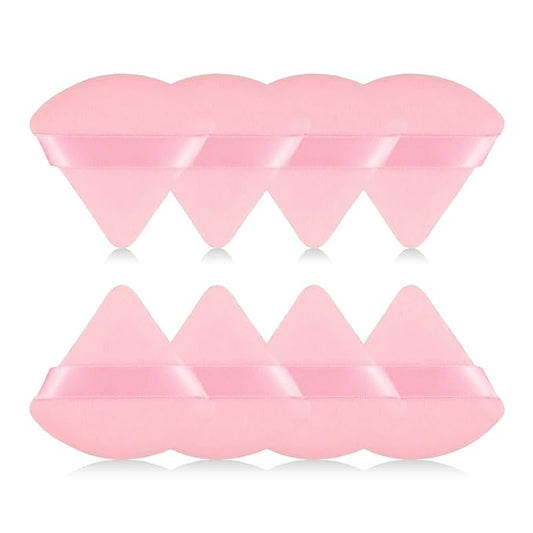 8Pcs of Triangular Powder Puff Makeup Sponges, Made of Super-soft Velvet, Designed for Contouring, Eye, and Corner, Beauty Blender Foundation Mixing Container.