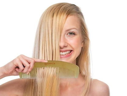 Buffalo Horn Fine Tooth Comb - Anti-Static Hair Comb - Hair Styling Detangling Comb for Men, Women and Kids - For All Hair Types - 6.0 x 1.3 x 0.2 inches