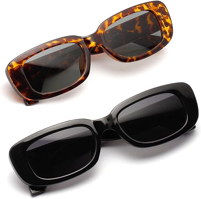 4 Pieces Retro Vintage Sunglasses Small Square Rectangle 90s Glasses Trendy Y2K for Women Aesthetic Accessories