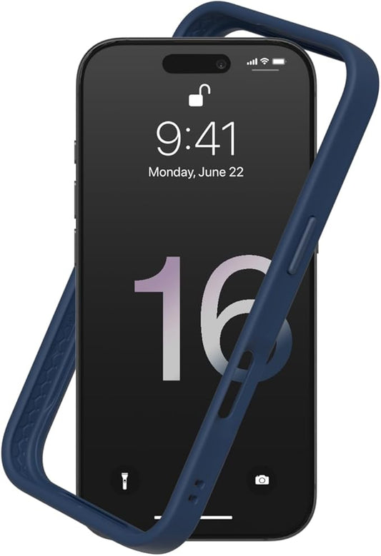 RhinoShield Bumper Case Compatible with [iPhone 16 Pro] | CrashGuard - Shock Absorbent Slim Design Protective Cover 3.5M / 11ft Drop Protection - Navy Blue