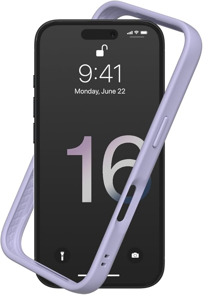 RhinoShield Bumper Case Compatible with [iPhone 16] | CrashGuard - Shock Absorbent Slim Design Protective Cover 3.5M / 11ft Drop Protection - Lavender