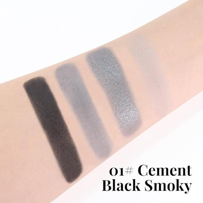 Eyeshadow Quads, 4 Black Smokey Grey Gray Silver Matte Shimmer Eye Shadow Makeup Palette Pigmented Silver Glitter Metallic Eyeshadow Makeup Palette sombra negra para ojos para ojos brillantes 01#