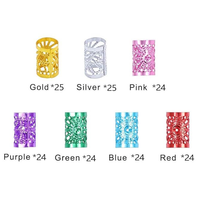 170 Pcs Hair Jewelry for Braids Accessories, Hair Cuffs for Braids Loc Jewelry for Black Women Hair Coils Rings for Hair Braids Decoration Dreadlock Beads Locs Accessories