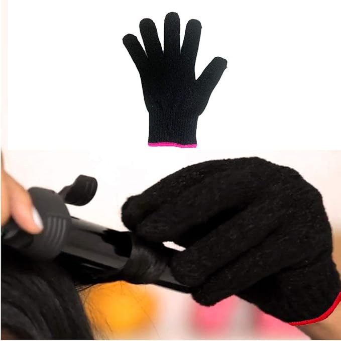 Flat Iron Travel Mat, Curling Iron Counter Protector with Heat Resistant Glove for Curling Irons, Hair Straightener, Flat Irons and Hair Styling Tools, 9” x 6.5”, Black by Lessmon
