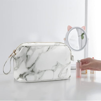 OCHEAL Small Marble Makeup Bag, Small Cosmetic Bags for Women,Large Capacity Portable Cosmetic bag Storage Organizer for Purse Everyday Use (Small, Marble)