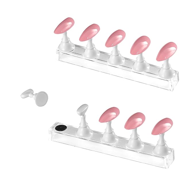 4 Sets White Nail Stand for Press on Nails Display, Magnetic Fake Nail Tips Holder for Painting Nails Practice, Beginner Acrylic Nail Art Kit Accessories, Nail Salon Equipment and Decorations