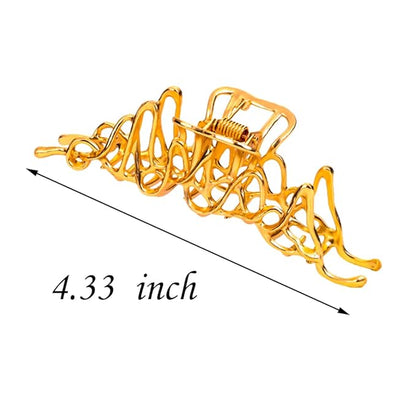 2 Pcs Large Metal Hair Claw Clips - Personality Nonslip Silver Hair Clamps,Perfect Jaw Hair Clamps For Women And Thinner-Thick Hair Styling-Strong Hold Hair-Fashion Hair Accessories (gold)