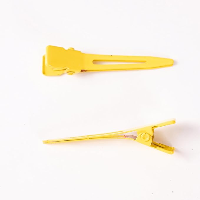 100 Packs silvery Alligator Curl Clips, bandenger 1.8 Inch Single Prong Clips Hair Accessories,for Girls and Women,Hair Styling,Hair Coloring, Random Color (yellow)