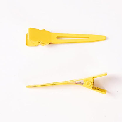 100 Packs silvery Alligator Curl Clips, bandenger 1.8 Inch Single Prong Clips Hair Accessories,for Girls and Women,Hair Styling,Hair Coloring, Random Color (yellow)
