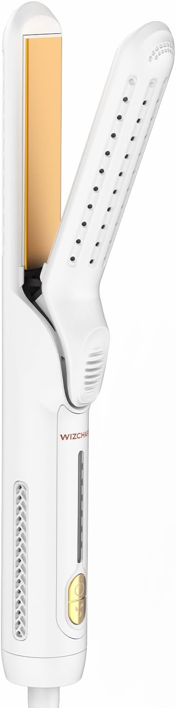 360°Airflow Styler | Wizchark Flat Iron Hair Straightener | Professional Curling Iron with Cooling Air Vents | 2 in 1 Hair Straightener and Curler | Dual Voltage Hair Tools