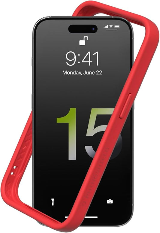 RhinoShield Bumper Case Compatible with [iPhone 15 Pro Max] | CrashGuard - Shock Absorbent Slim Design Protective Cover 3.5M / 11ft Drop Protection - Red