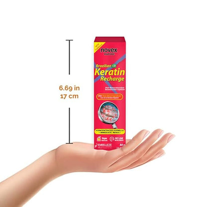 Novex Brazilian Keratin Hair Treatment Recharge Bundle - Reconstructive Keratin for Frizz control & Damage Repair - Smooths and Straightens Hair - Ultra Concentrated Formula for Daily Care - Unisex