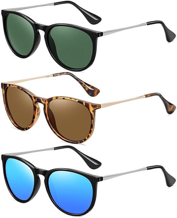 Ougenni Sunglasses for Women Men Vintage Polarized Women Sunglasses Round Classic Retro UV Protection Lens