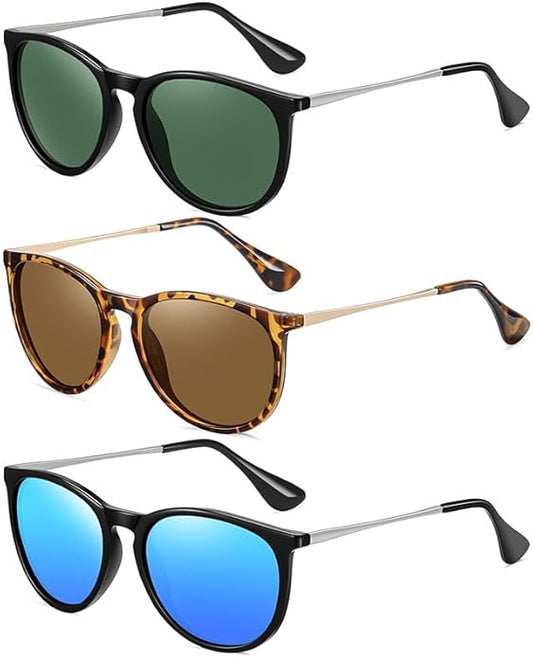 Ougenni Sunglasses for Women Men Vintage Polarized Women Sunglasses Round Classic Retro UV Protection Lens