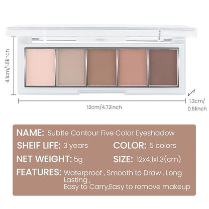 Neutral Nude Brown Eyeshadow Palette Makeup, 5 Colors Velvety Matte Finish, Cool-Toned Nude Taupe Eye Shadows, Natural Everyday to Eye Makeup Looks, for Brown Eyes Long Lasting Naturing-Looking 02#
