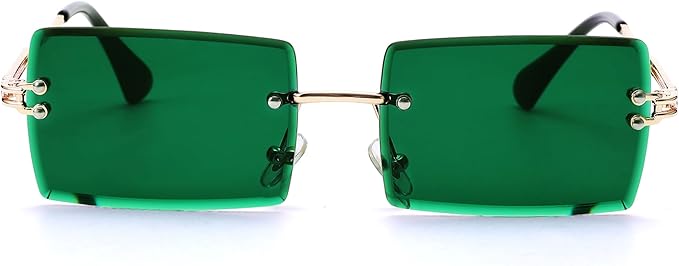 Rectangle Sunglasses for Men/Women Small Rimless Square Shade Eyewear