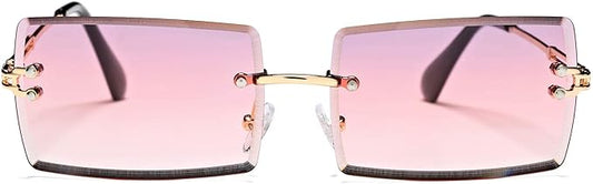 Rectangle Sunglasses for Men/Women Small Rimless Square Shade Eyewear