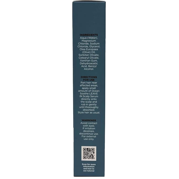 Ocean Soothe Scalp Relief Serum with Highly Concentrated Magnesium Salt for Dry and Flaky Skin, Quick Absorption, All Natural and Fragrance-Free Leave-In Scalp Treatment, 50mL