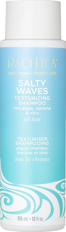 Pacifica Salty Waves Texturizing Shampoo - Beachy Textured, Messy Look, Hair Styles - Moisturizing Hair Care w/ Vitamin B & E - Banana Scent Clean Beauty Vegan & Cruelty-Free Dermatologist Tested