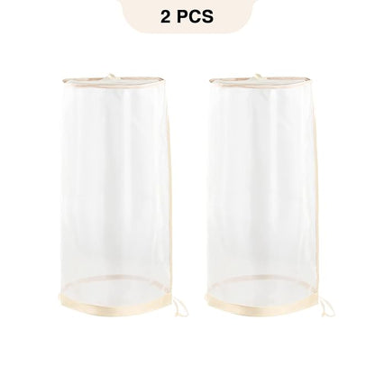 2pcs Wig Storage Bags for Multiple Wigs Bags with Drawstring Hair Extension Holder Dust-Free Hair Extension Storage Bag Transparent Mesh wig Organizer for Multiple Wigs Accessories (Light Golden)