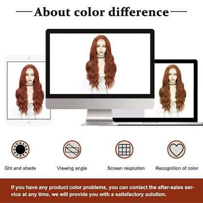 NAYOO Long Auburn Wavy Wig for Women 26 Inch Middle Part Curly Wavy Wig Natural Looking Synthetic Heat Resistant Fiber for Daily Party Use (Auburn)