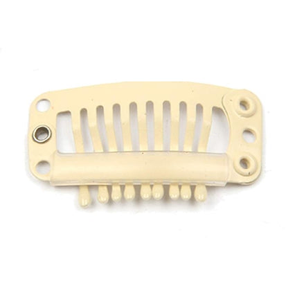 20pcs Metal Snap Clips for Hair Extensions DIY Clip in on Hair Extension Wigs 9 Teeth 32mm 1.2g/pc Black Brown Beige Color (Beige)
