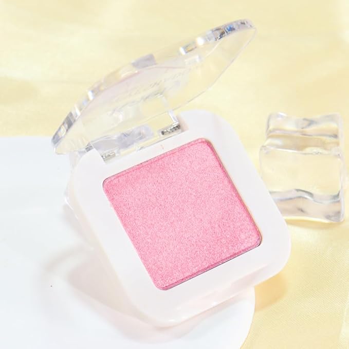 evpct Pink Shimmer Single Eye shadow Palette Makeup for Older Women, Pink Glitter Sparkly Cream Eye Shadow Palette Brightener Make up for Older Women, High Pigment Waterproof Monochrome Mini Eyeshadow