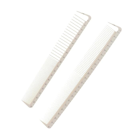 2pcs White Professional Hair Cutting Combs Set,Simple Salon Hair Styling Measure Combs,Beautiful Anti Hairdressing Barber Combs,Styling Tools and Appliances 10.87 x 3.74 x 0.28 inches