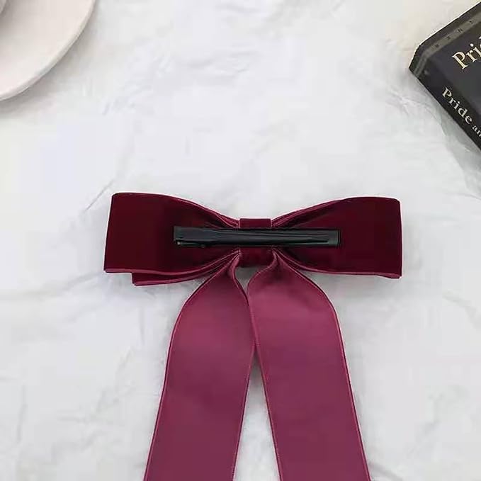 2 Pcs Velvet Hair Ties, Bows for Women, Back to School Gifts Headdress Decor, Hair Band Set, Baby Teen Girl Stuff Hair Styling Accessories, Toddler Girl Cute Hair Clips, Red and Black