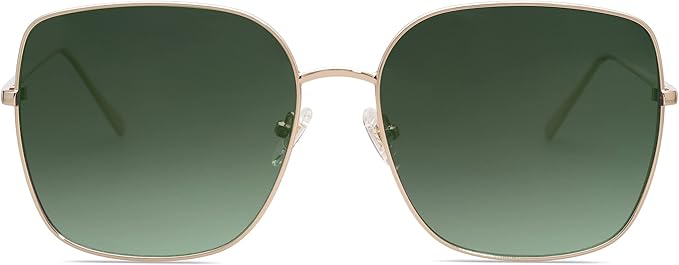 SOJOS Trendy Oversized Square Metal Frame Sunglasses for Women Men Retro Big Flat Lens UV Protection Sunglasses SJ1146