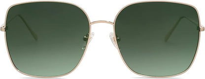 SOJOS Trendy Oversized Square Metal Frame Sunglasses for Women Men Retro Big Flat Lens UV Protection Sunglasses SJ1146