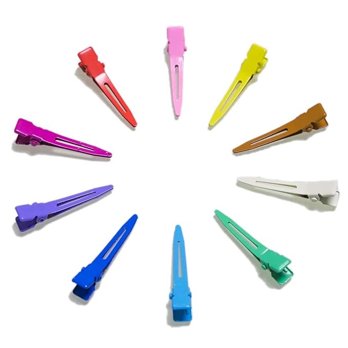 100 Packs Assorted Color Alligator Curl Clips, bandenger 1.8 Inch Single Prong Clips Hair Accessories,for Girls and Women,Hair Styling,Hair Coloring, Random Color (Assorted Color)
