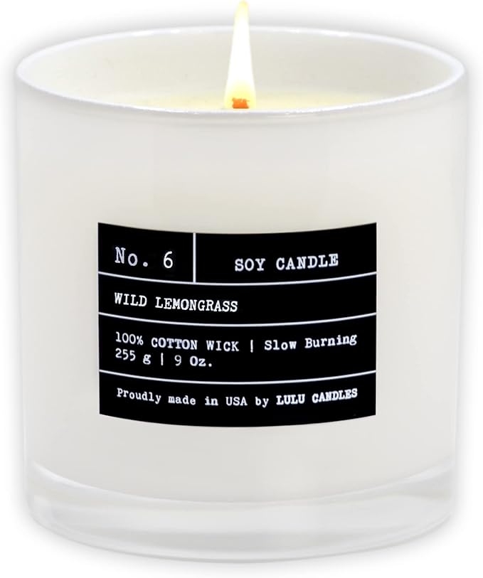 Lulu Candles | Wild Lemongrass | Luxury Scented Soy Jar Candle | Hand Poured in The USA | Highly Scented & Long Lasting (9 Oz.)
