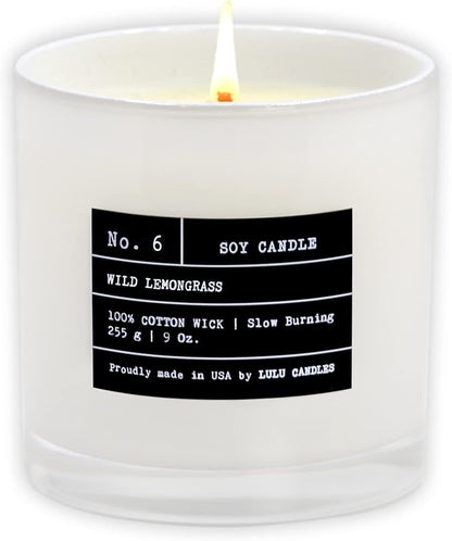 Lulu Candles | Wild Lemongrass | Luxury Scented Soy Jar Candle | Hand Poured in The USA | Highly Scented & Long Lasting (9 Oz.)