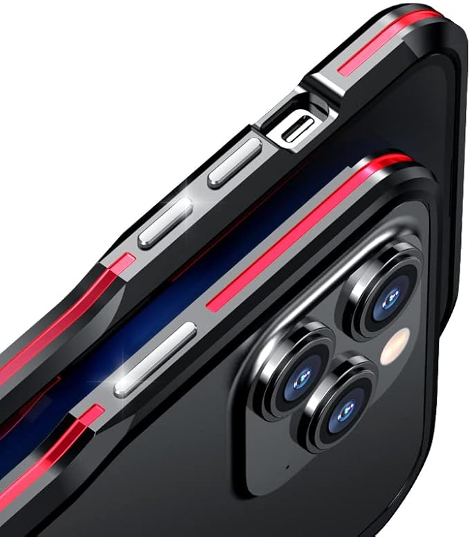 HENGHUI iPhone 14 Aluminum Bumpers Bumper Case with Strap Hole Metal Frame Bumper Cover Shock Absorbent Slim Cool Design (Purple)