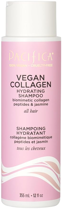 Pacifica Vegan Collagen Hydrating Hair Shampoo -w/Avocado Oil, Vitamin B5 - Adds Shine & Restores -for Dry & Damaged Hair - Sulfate Free Natural Clean Beauty Vegan & Cruelty-Free Dermatologist Tested