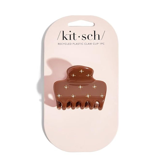Kitsch Rhinestone Hair Claw Clip, Strong Grip Recycled Plastic Hair Clip for Thick, Curly & Fine Hair, Medium, Camel, 1pc