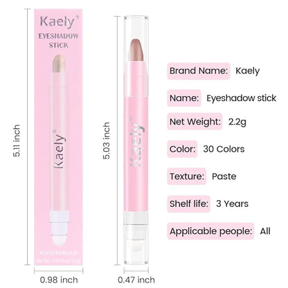 1Pcs Mauve taupe Shimmer Cream Eye Shadow Brightener Sticks for Eyes Waterproof Pigmented, Double Ended Cream Eyeshadow Stick Pencil Pen with Applicator, Eye Shadow Palette Highlighter Makeup 36