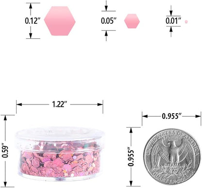 Holographic Chunky Sequins 12 Colors Mixed Laser Cosmetic Glitter for Face, Body, Eye, Hair, Nail Art, Lip Gloss - Festival Glitter Makeup with Different Hexagon Sizes (Metallic Mix)