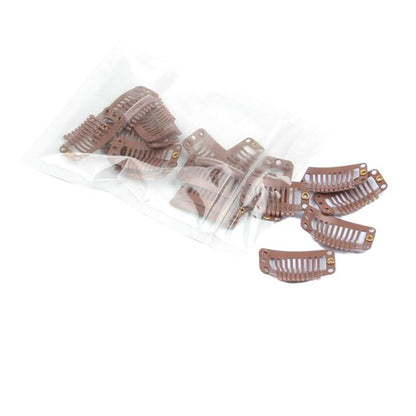 20pcs 9-Teeth Stainless Snap Comb Wig Clips, Hair Extension Clips, Wig Accessories Clip, Diy Clips for Hairpieces Wigs hair extensions (Light Brown)