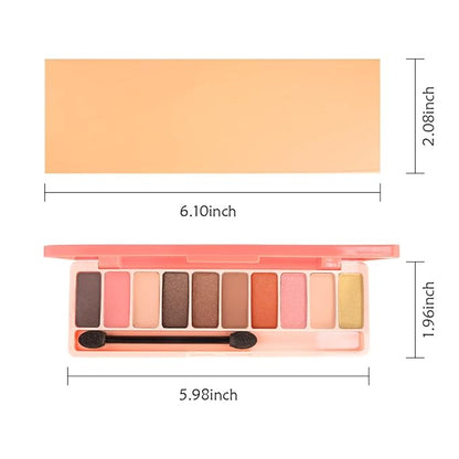 Ten-Color Eyeshadow Palette, Nude Brown Pink Yellow Orange 10 Series Shimmer and Matte Shades, Blendable Powder, Create Exquisite Eye Makeup, Vegan and Cruelty-Free, Built-In Mirror and Brush, 01#