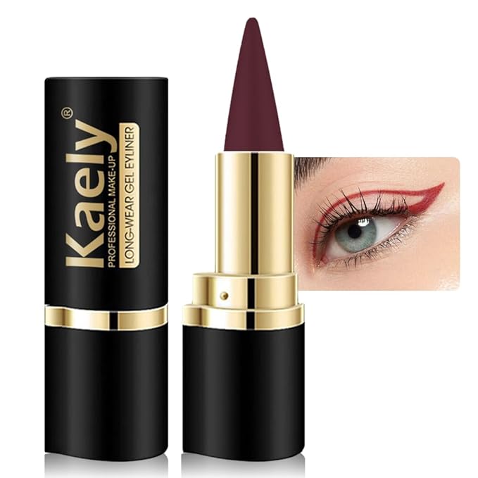 evpct 1Pcs Dark Red Gel Eyeliner Pencil Eye Black Face Paint Stick Makeup Set Waterproof Matte Cream Crayon Eyeliner Pencil Set Cat Eye Liners Eyeshadow Guide delineador de ojos contra el agua