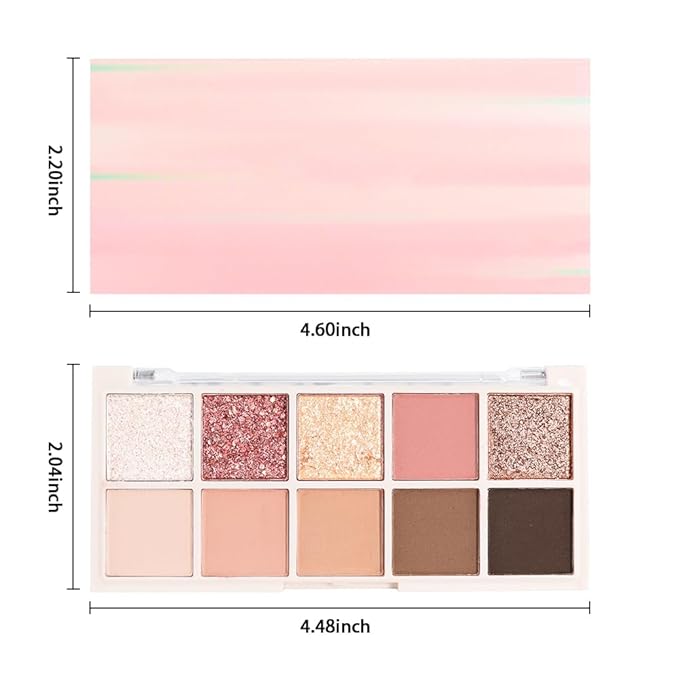Ten Color Matte Shimmer Eyeshadow Makeup Palette,White Rose Gold Yellow Grapefruit Champagne Gold Nude Light Brown Dark Brown Black 10 Color Powder Eye shadow,Makeup Eyeshadow,Vegan & Cruelty-Free 03#