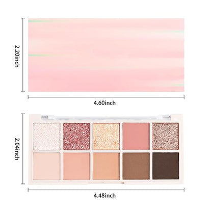 Ten Color Matte Shimmer Eyeshadow Makeup Palette,White Rose Gold Yellow Grapefruit Champagne Gold Nude Light Brown Dark Brown Black 10 Color Powder Eye shadow,Makeup Eyeshadow,Vegan & Cruelty-Free 03#