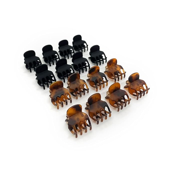 Kitsch Small Hair Clips for Women - Stylish Baby Hair Clips | Stays In Place Without Pulling or Snagging | Durable Plastic, Sturdy - Tortoise & Black, 16 Pcs