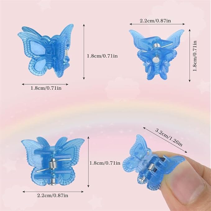 50 Pieces Butterfly Hair Clips Jelly Color Mini Clips , Beautiful Accessories for Women and Girls with Box Packaged , 15 Matte Candy Colors