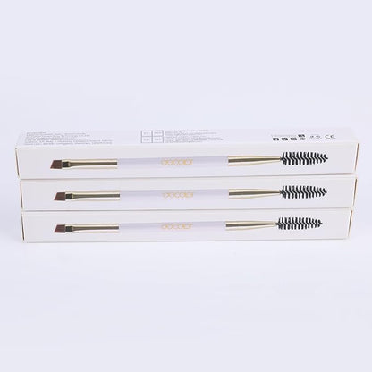 Docolor Eyebrow Brush Duo Eyebrow Spoolie 3Pcs Professional Angled Eye Brow Brush Perfect for Lining and Shaping Brows, Spoolie for Brows or Lashes White